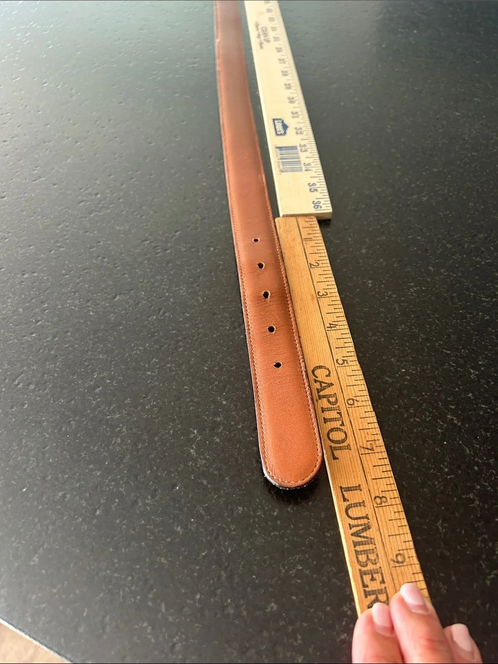Coach Men's Burgundy Leather Belt with Gold-Tone Buckle and Tan Interior
